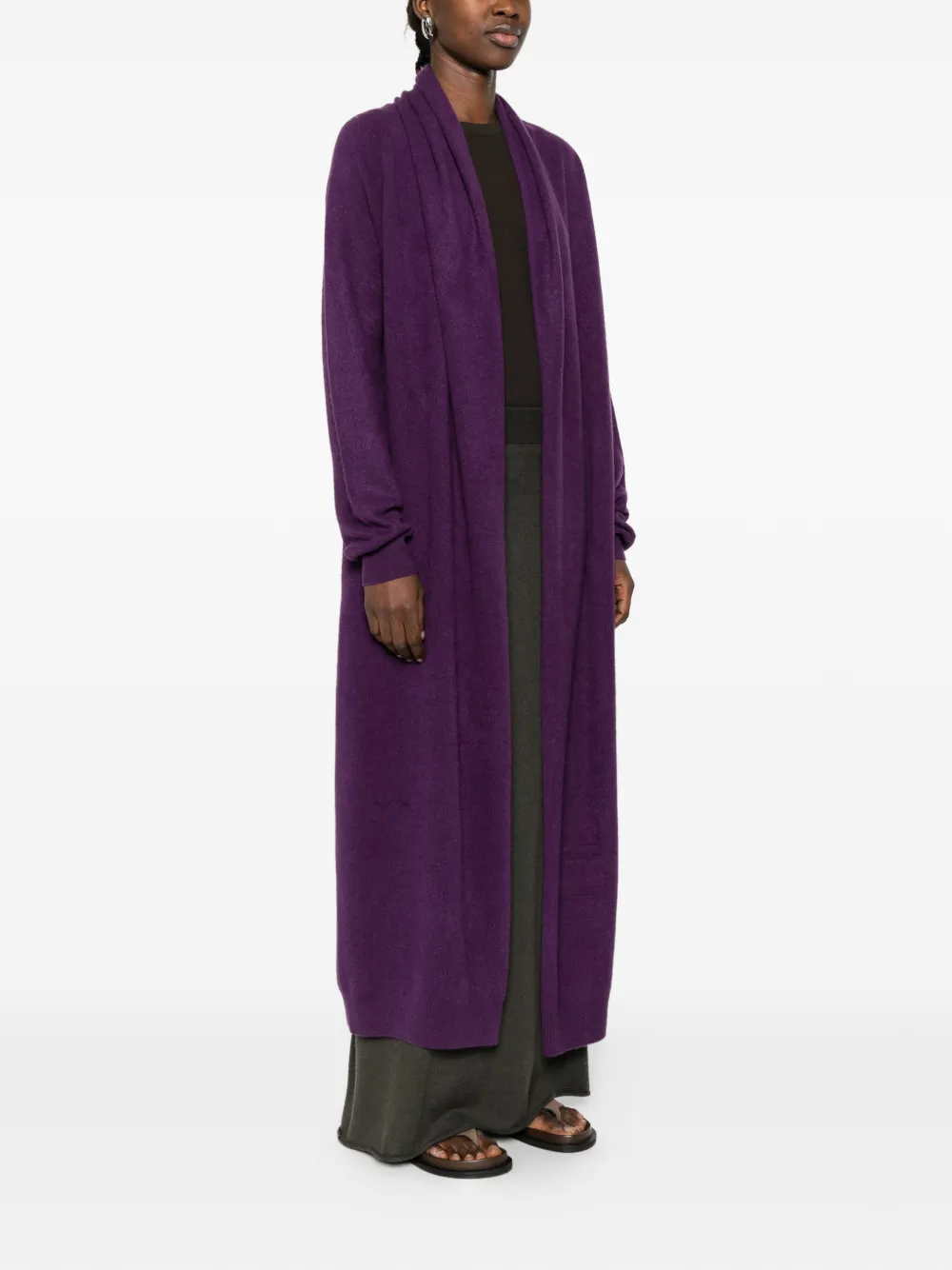  Frenckenberger Open-front Long Cardigan - Purple 