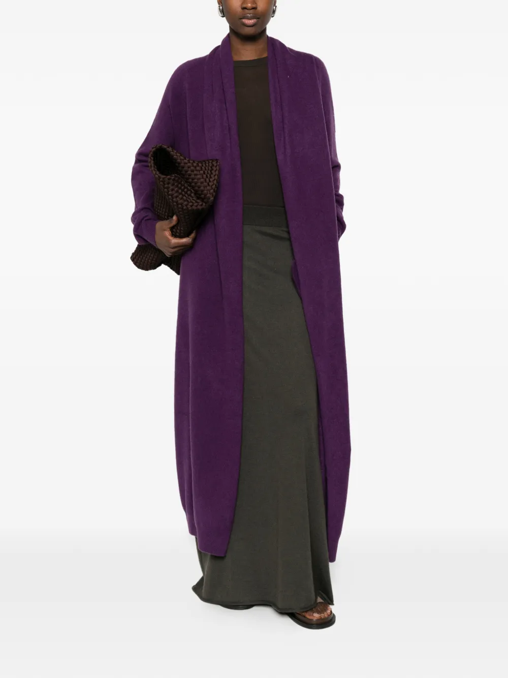  Frenckenberger Open-front Long Cardigan - Purple 