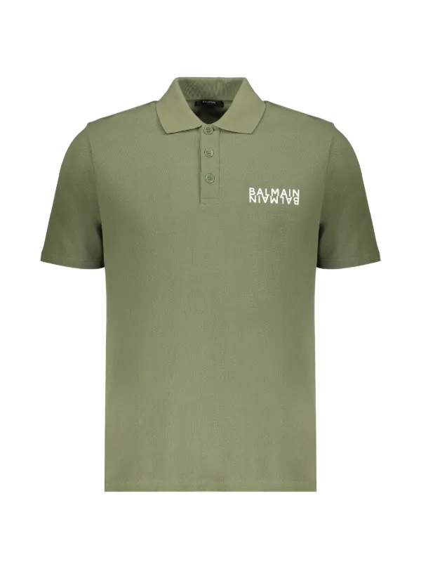Balmain Short-sleeve Polo Shirt in Green
