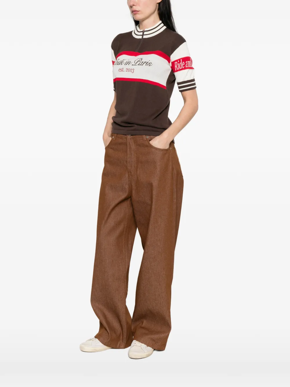 WALK IN PARIS Gestreept T-shirt met korte mouwen Bruin