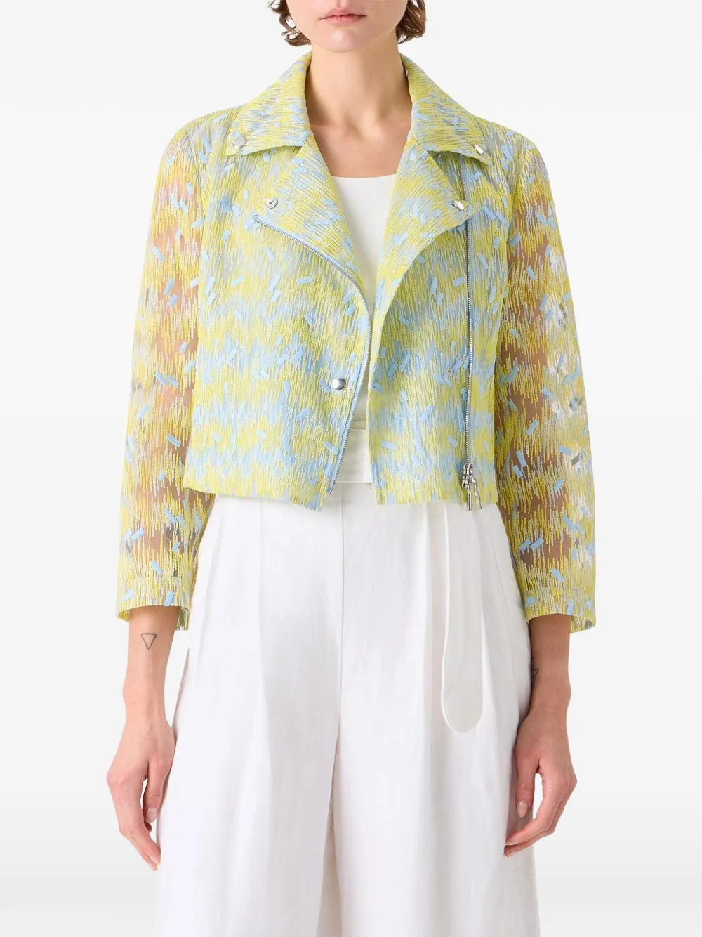  Akris Punto Cropped Biker Jacket - Yellow 