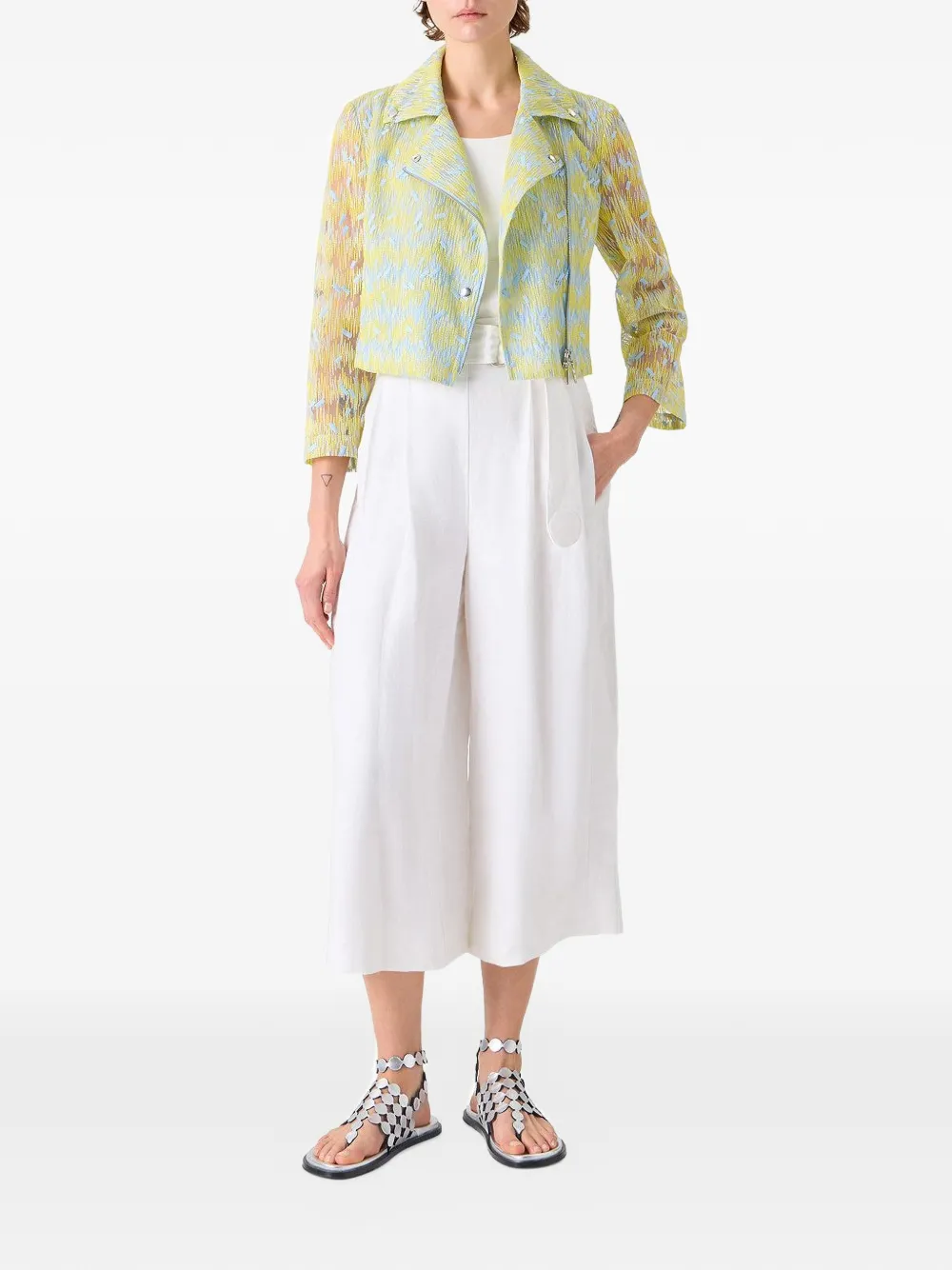  Akris Punto Cropped Biker Jacket - Yellow 