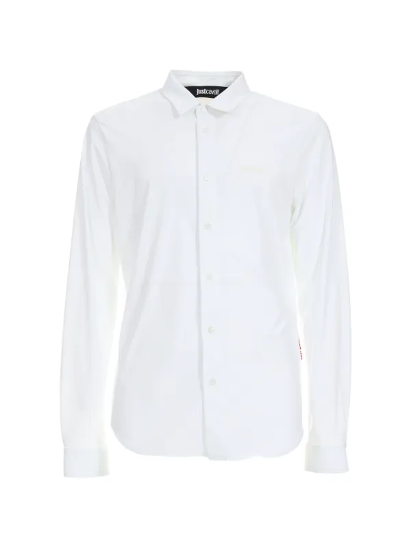 just cavalli dress shirt Just Cavalli Dark Navy Ruffled Details Stretch Cotton Long Sleeve Shirt L