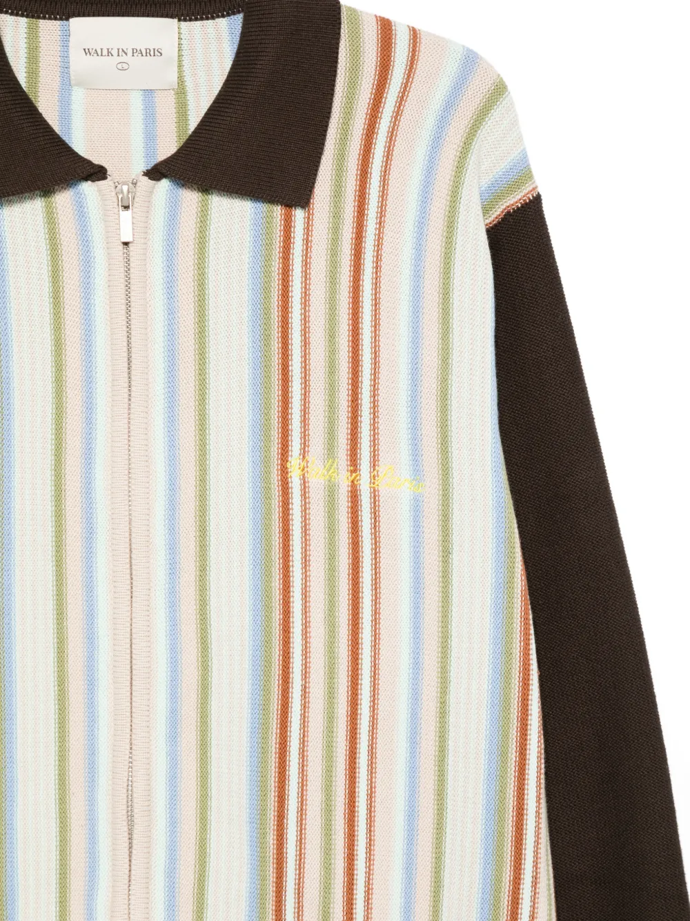  Walk In Paris Pinstripe Zip-up Cardigan - Neutrals 