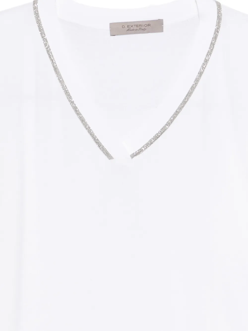  D.exterior Embellished V-neck Sweater - White 