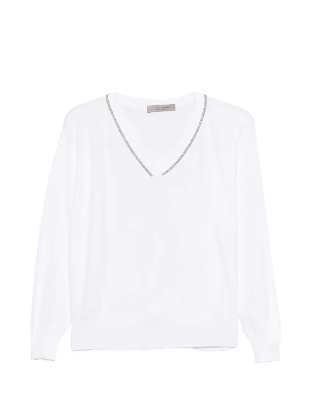 D.Exterior Maglione con scollo a V e decorazione - Bianco