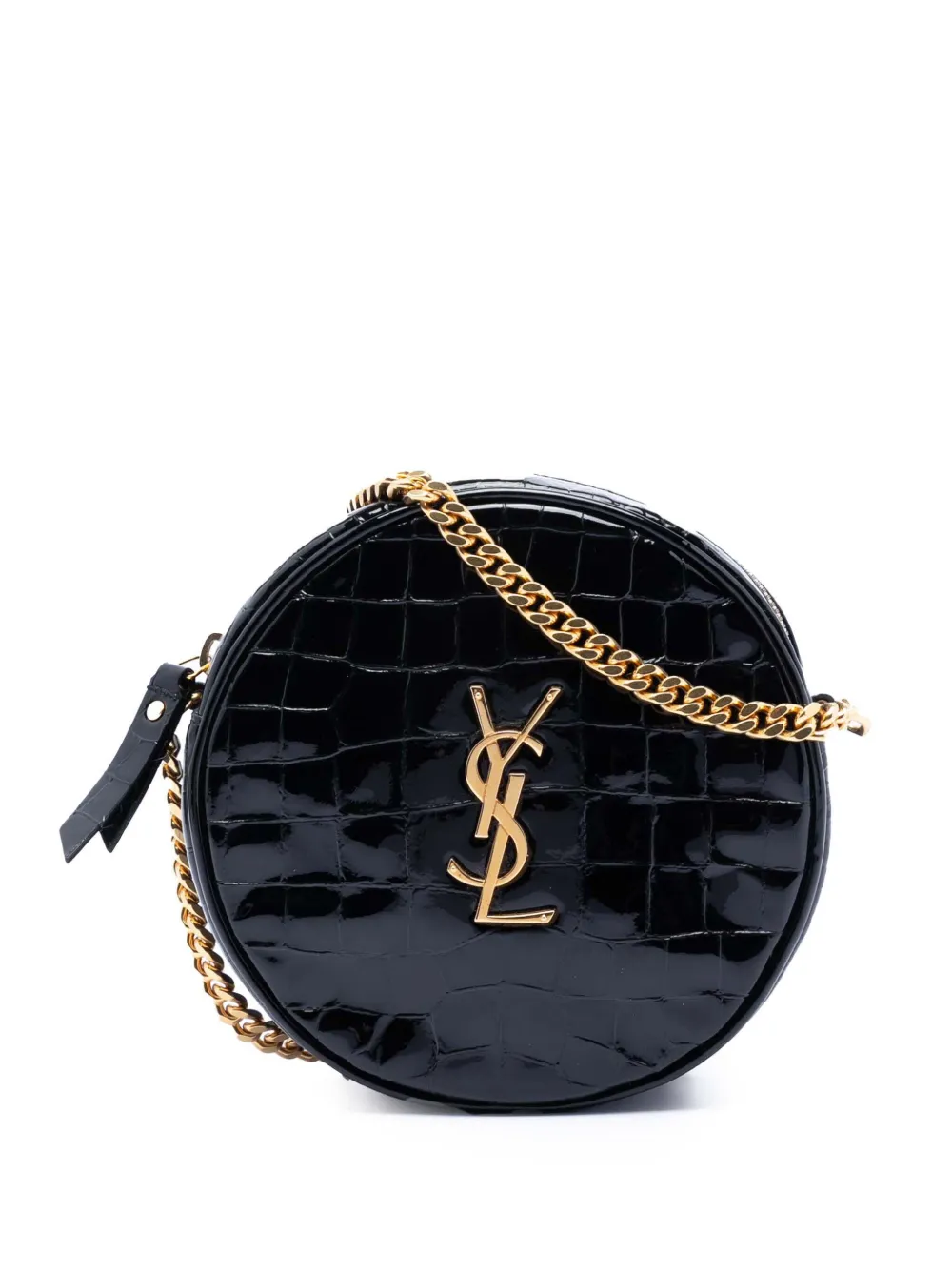 Saint Laurent Pre-Owned 2020 Croc Embossed Patent Round Vinyle Camera Bag crossbody bag - Nero