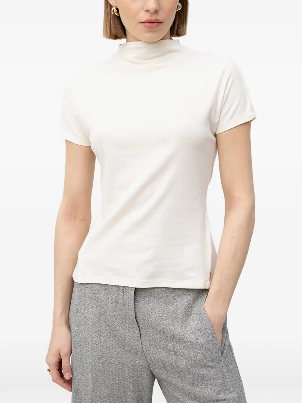BOSS mock-neck T-shirt - Toni neutri