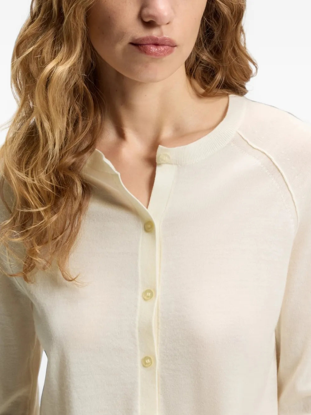 BOSS Vest van superfijne merinowol met ronde hals Beige