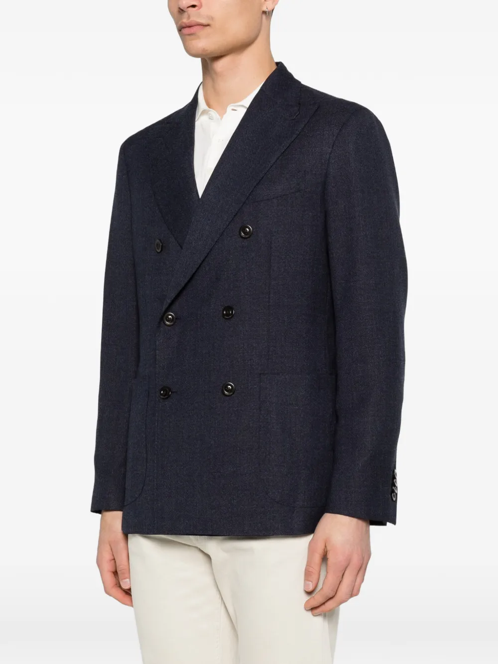  Boglioli Double-breasted Pocket Jacket - Blue 