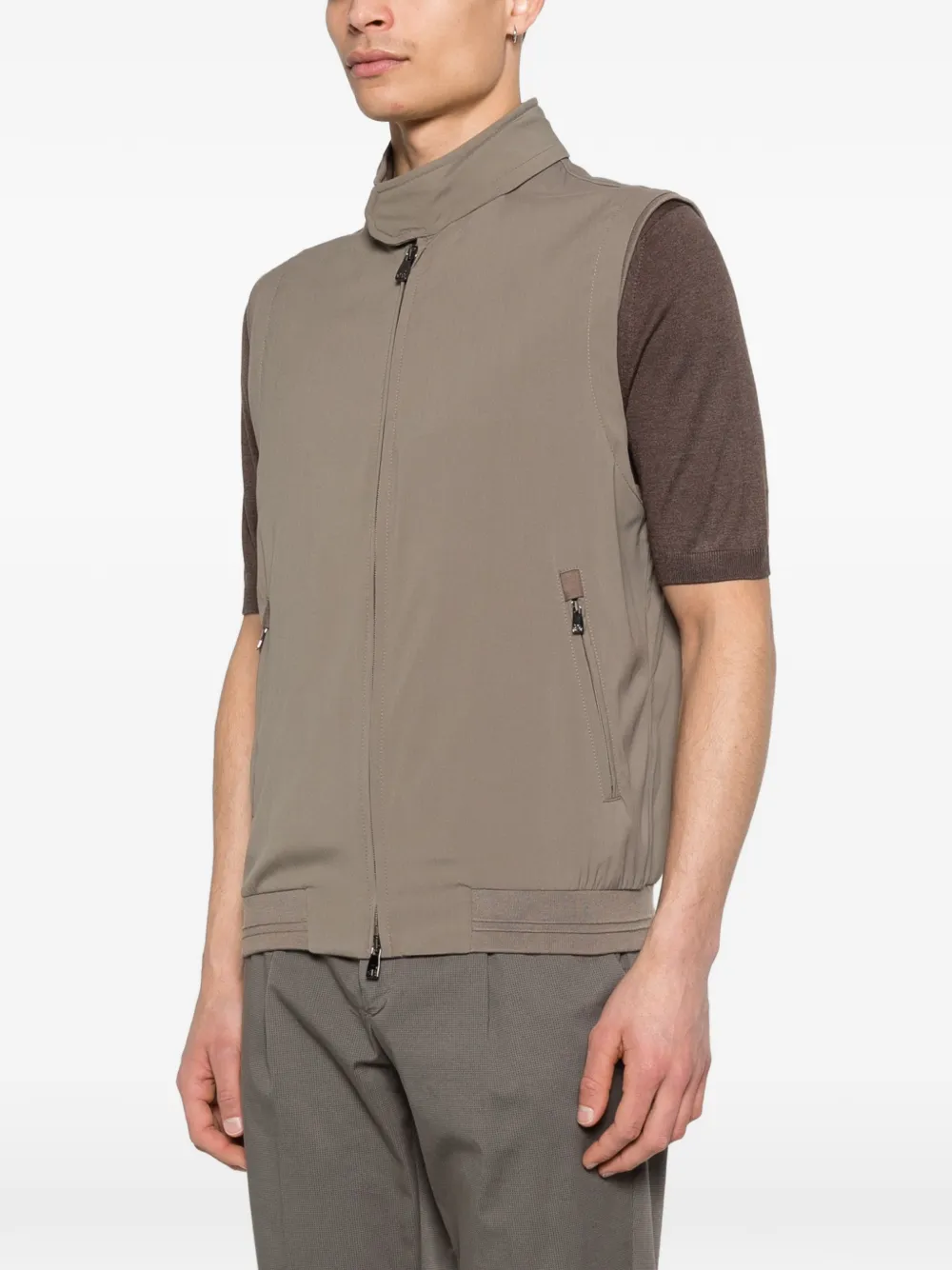  Corneliani Zip Sleeveless Gilet - Neutrals 