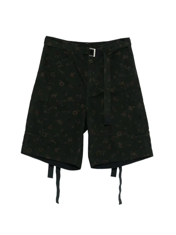 Sacai Floral-print Cargo Shorts in Green
