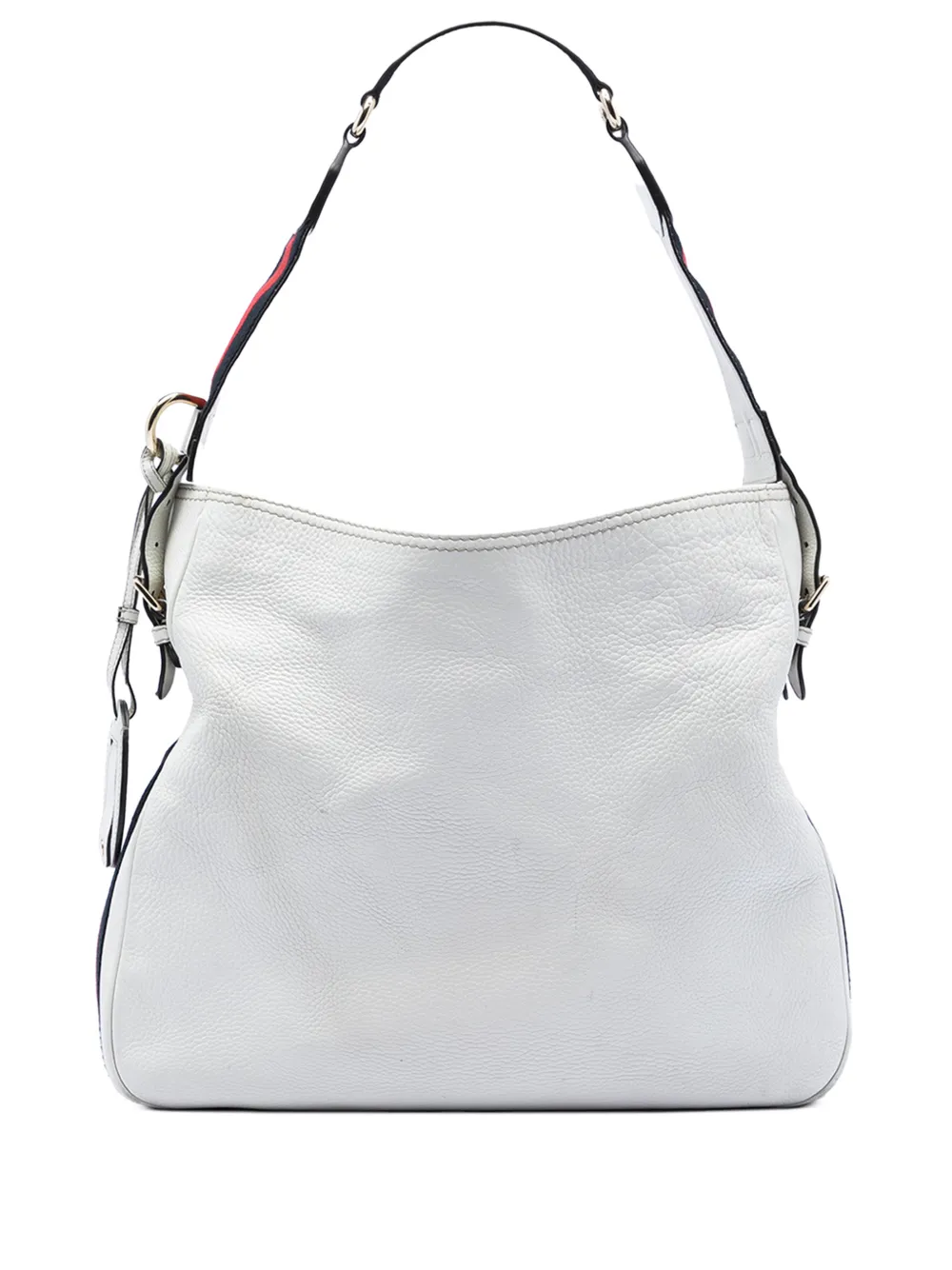 Gucci Pre-Owned 2016-2026 Medium Pebbled Calfskin Web Heritage shoulder bag - Bianco