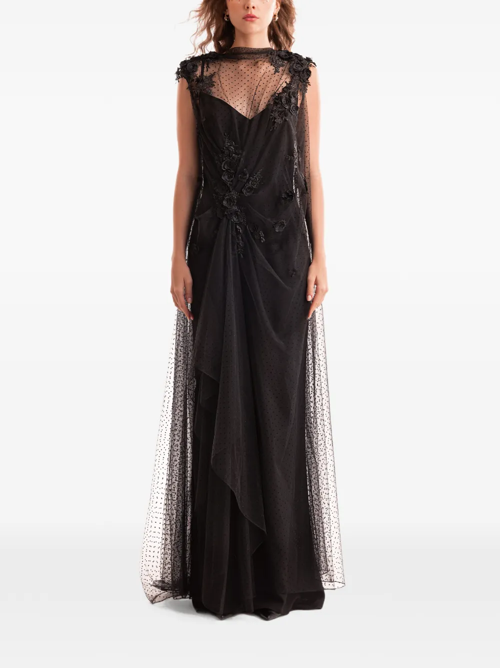 Gemy Maalouf Abito lungo drappeggiato - Nero