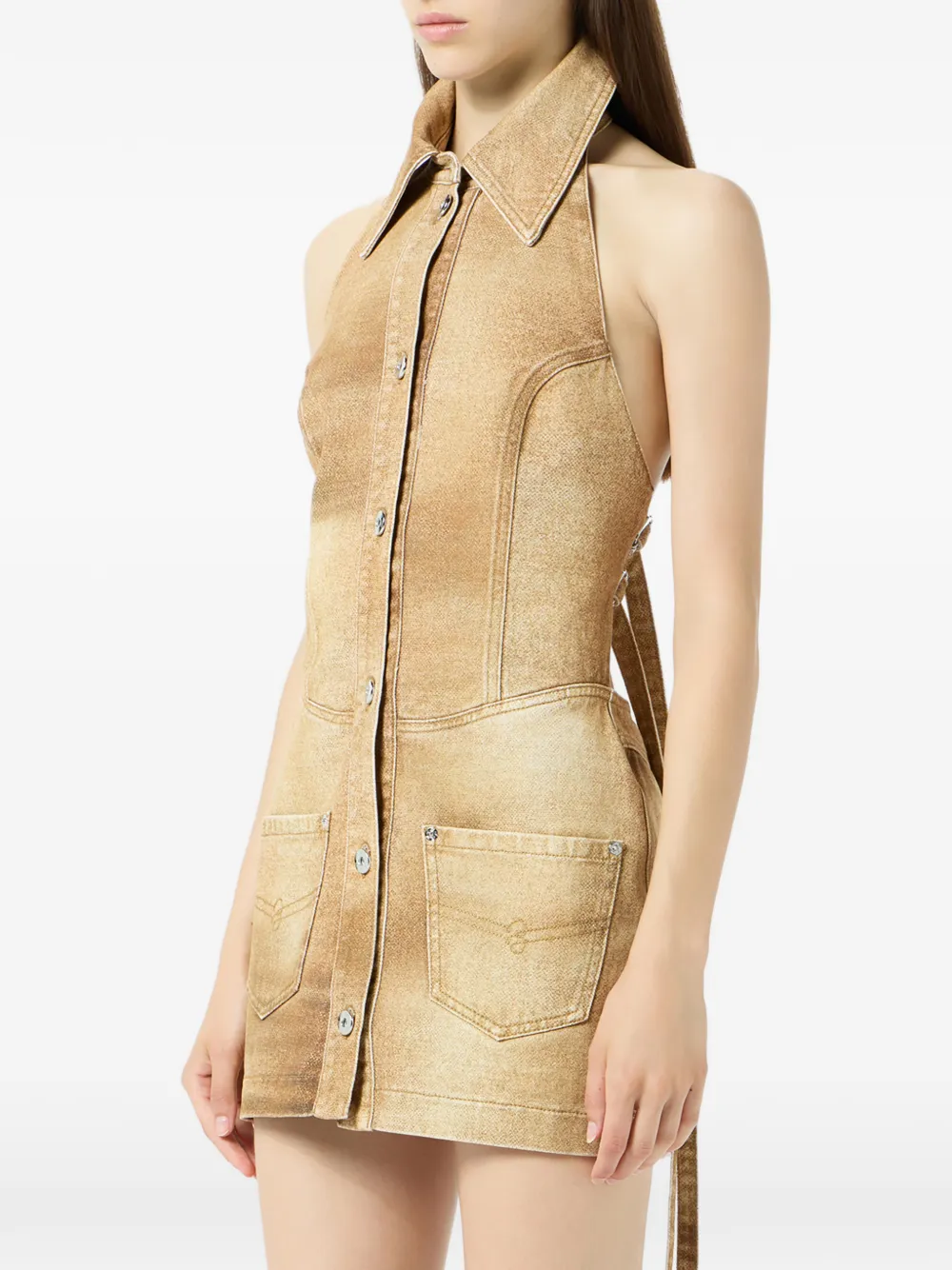 Buttoned Print Mini Dress