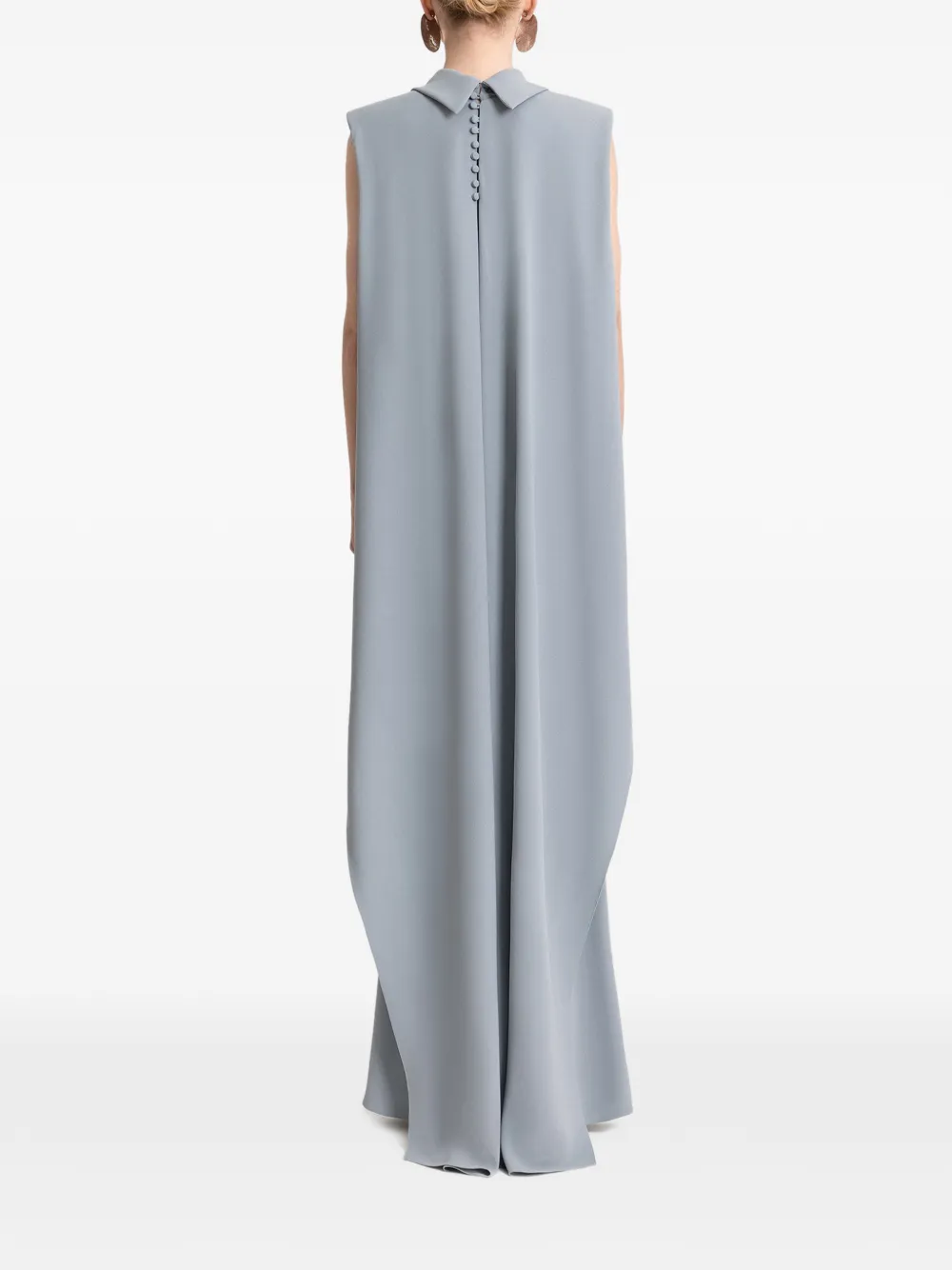 Gemy Maalouf Maxi-jurk met gewatteerde schouders Blauw