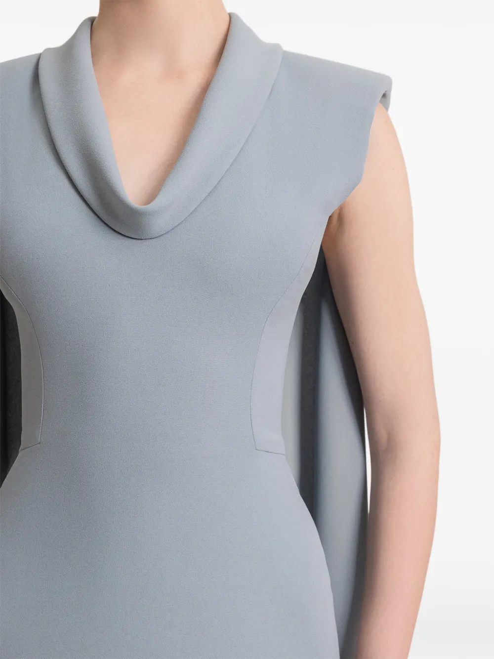 Gemy Maalouf Maxi-jurk met gewatteerde schouders Blauw
