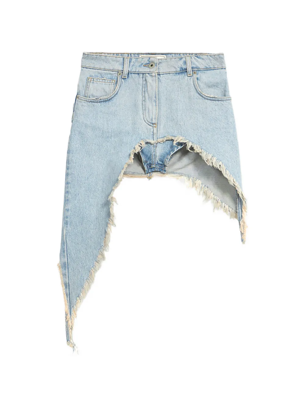 Blumarine asymmetric frayed denim skirt