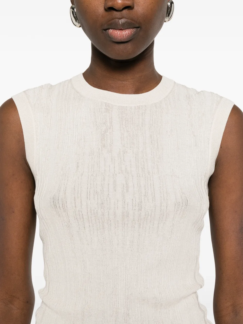 JOSEPH Calife geribbelde mouwloze top Beige