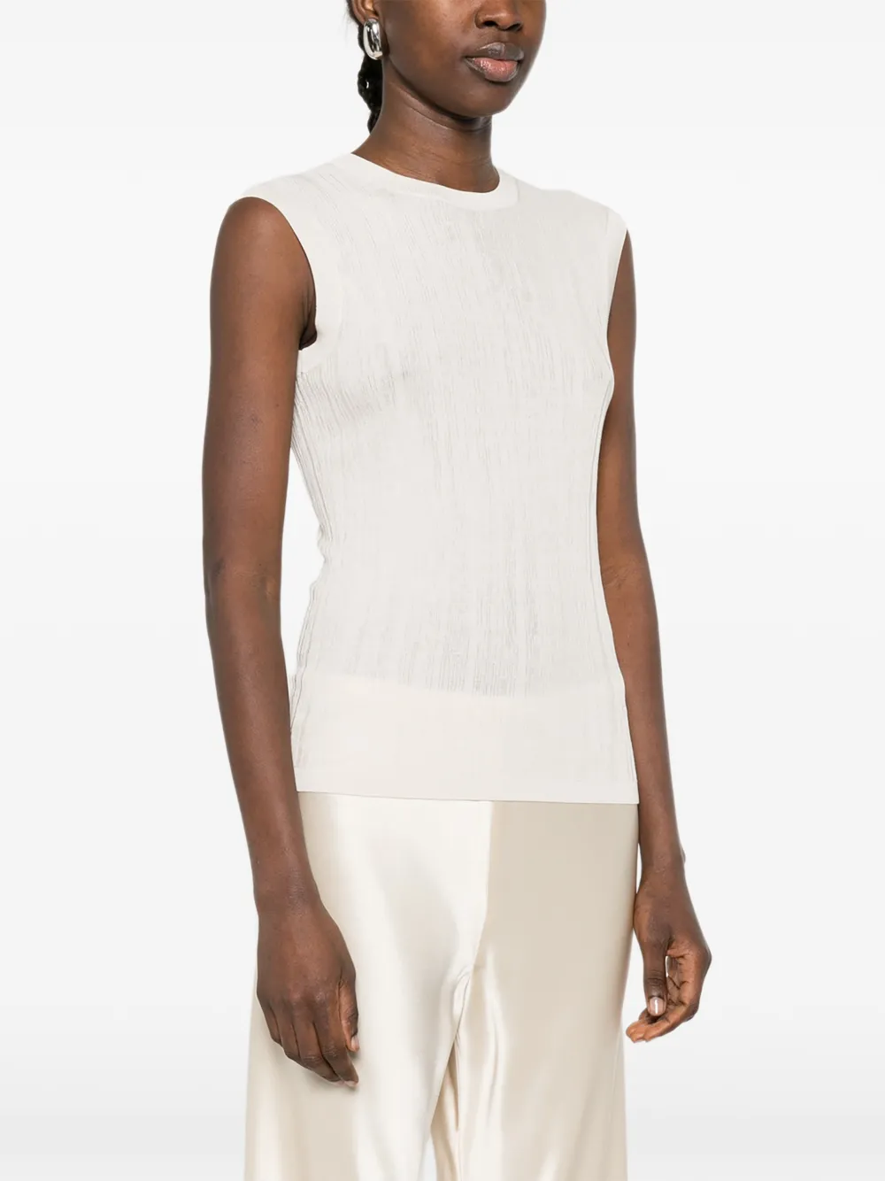 JOSEPH Calife geribbelde mouwloze top Beige