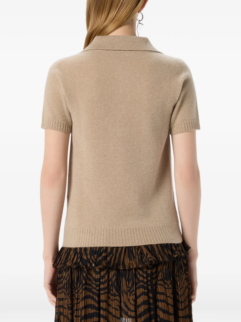 Rhinestone Cashmere Polo Shirt