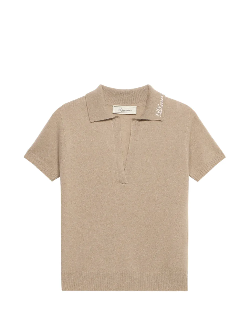 Blumarine rhinestone cashmere polo shirt - Toni neutri