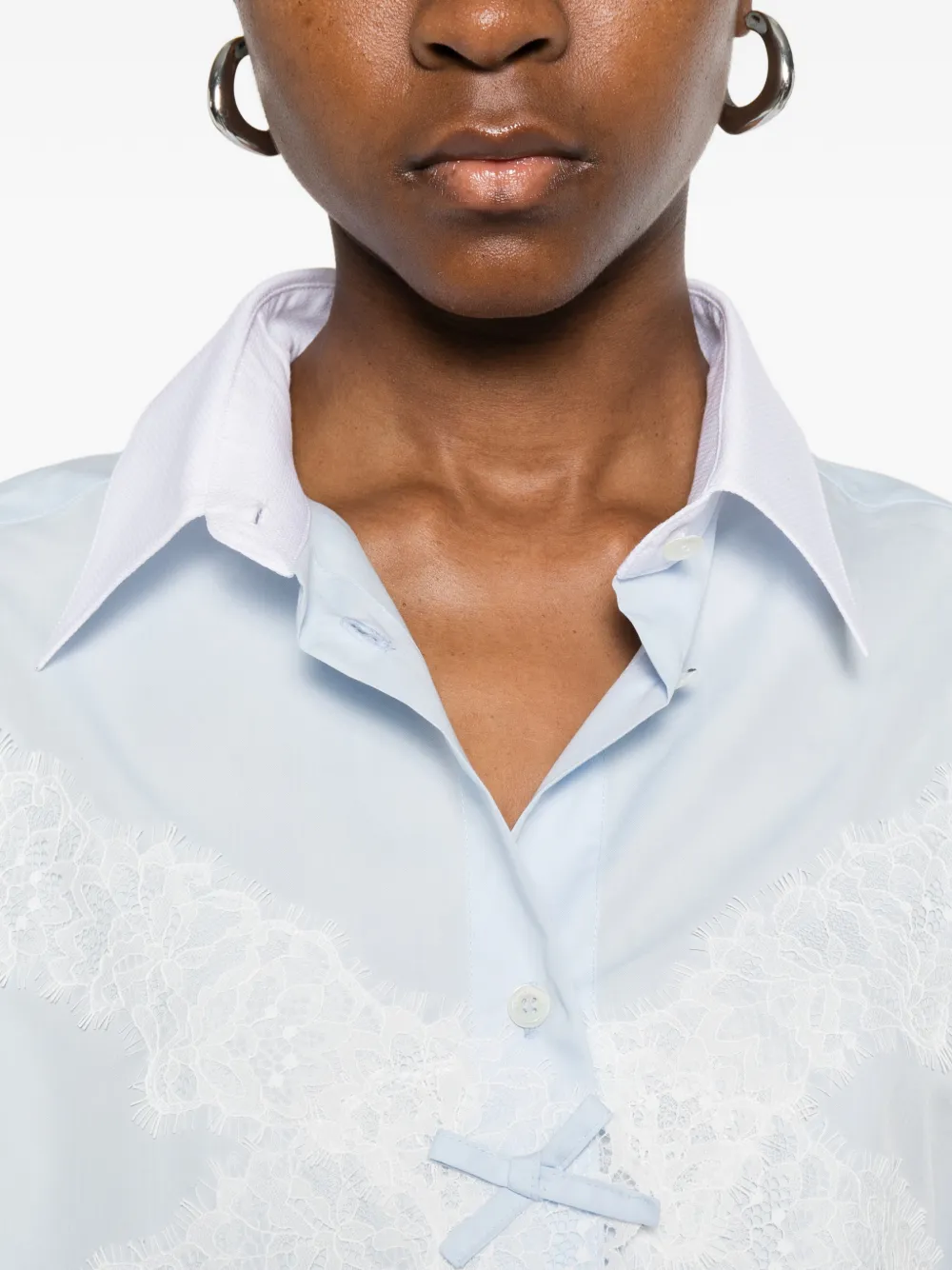 Viktor & Rolf Blouse met afwerking van kant en strikdetail Blauw