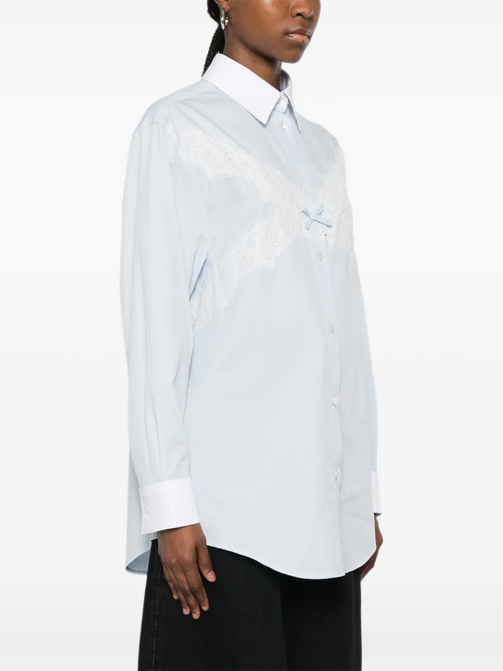 Viktor & Rolf Blouse met afwerking van kant en strikdetail Blauw