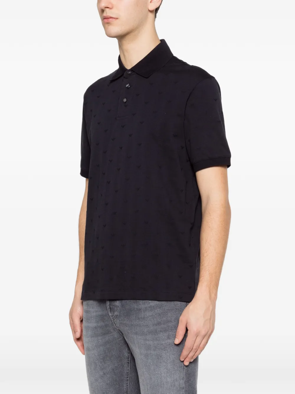Emporio Armani Poloshirt met monogram Blauw