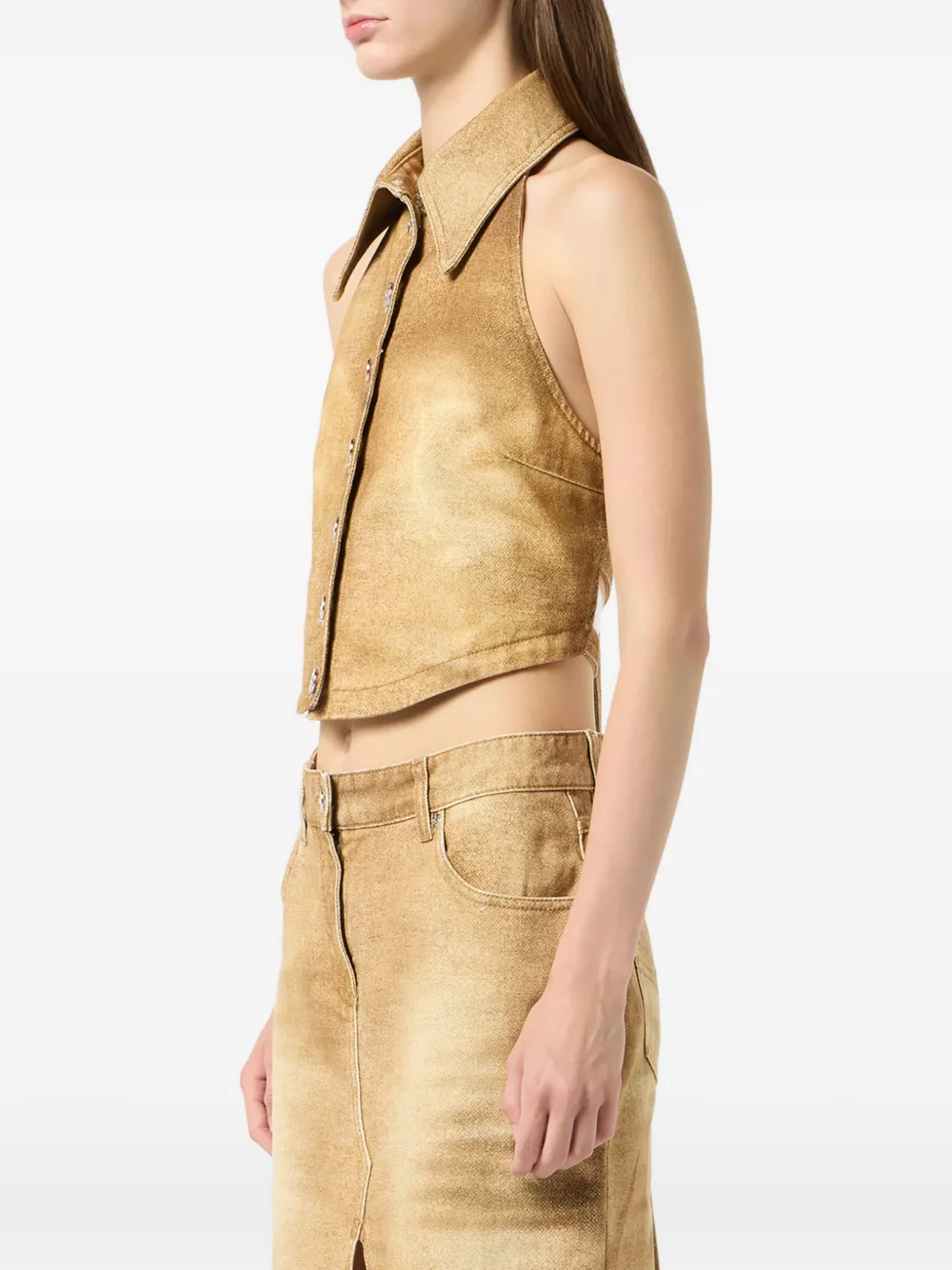 Blumarine Button denim tanktop Beige