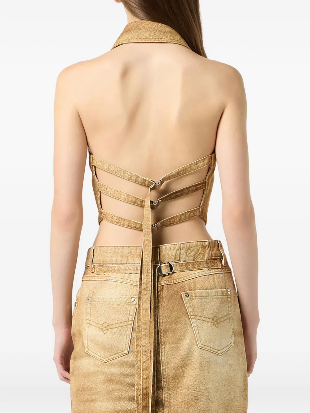 Blumarine Button denim tanktop Beige