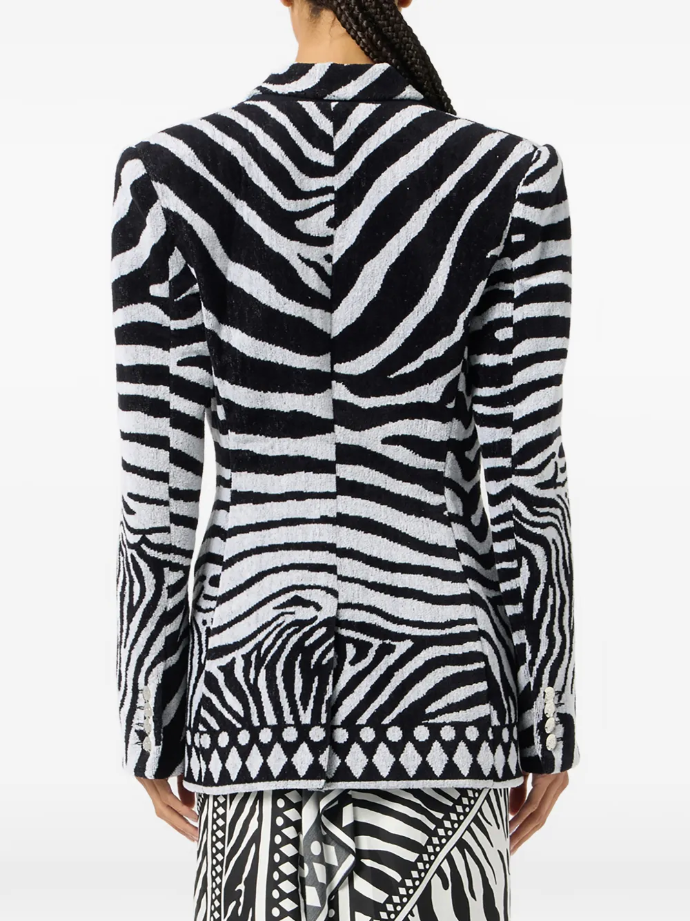 Blumarine Jack met dubbele rij knopen en zebra jacquard Zwart
