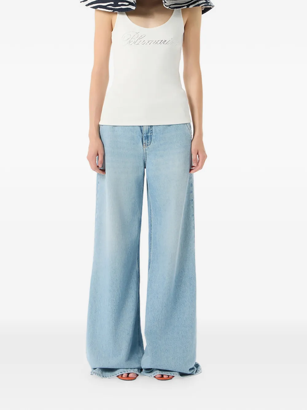 Blumarine Palazzo broek met wassing Blauw