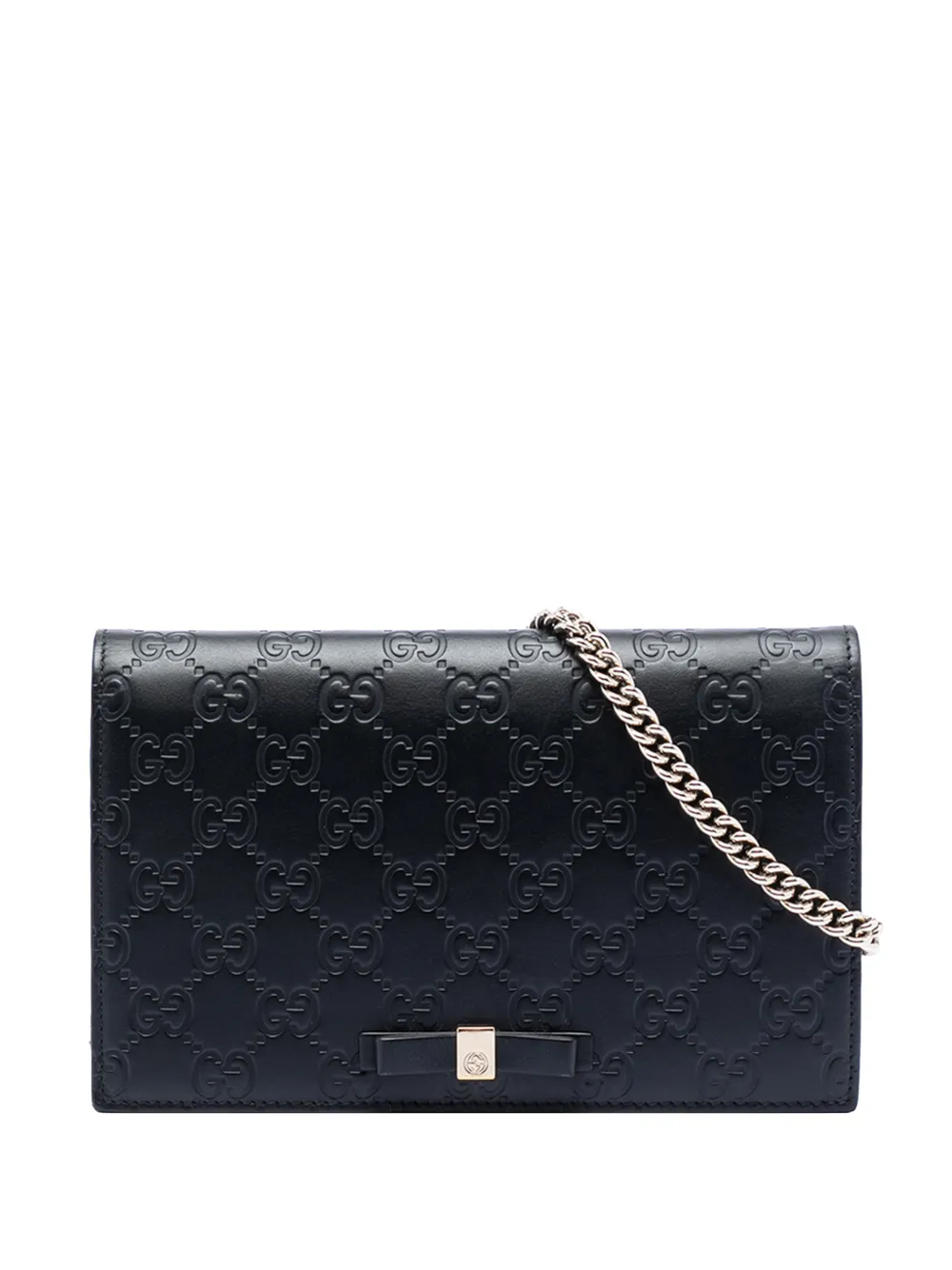 Gucci Pre-Owned 2000-2015 Mini Guccissima Bow Signature Wallet On Chain crossbody bag - Nero
