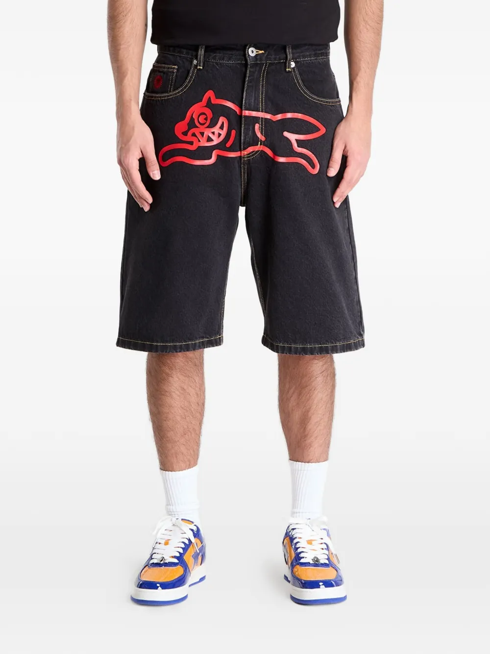 Billionaire Boys Club - Ice Cream dog-print denim shorts - Schwarz