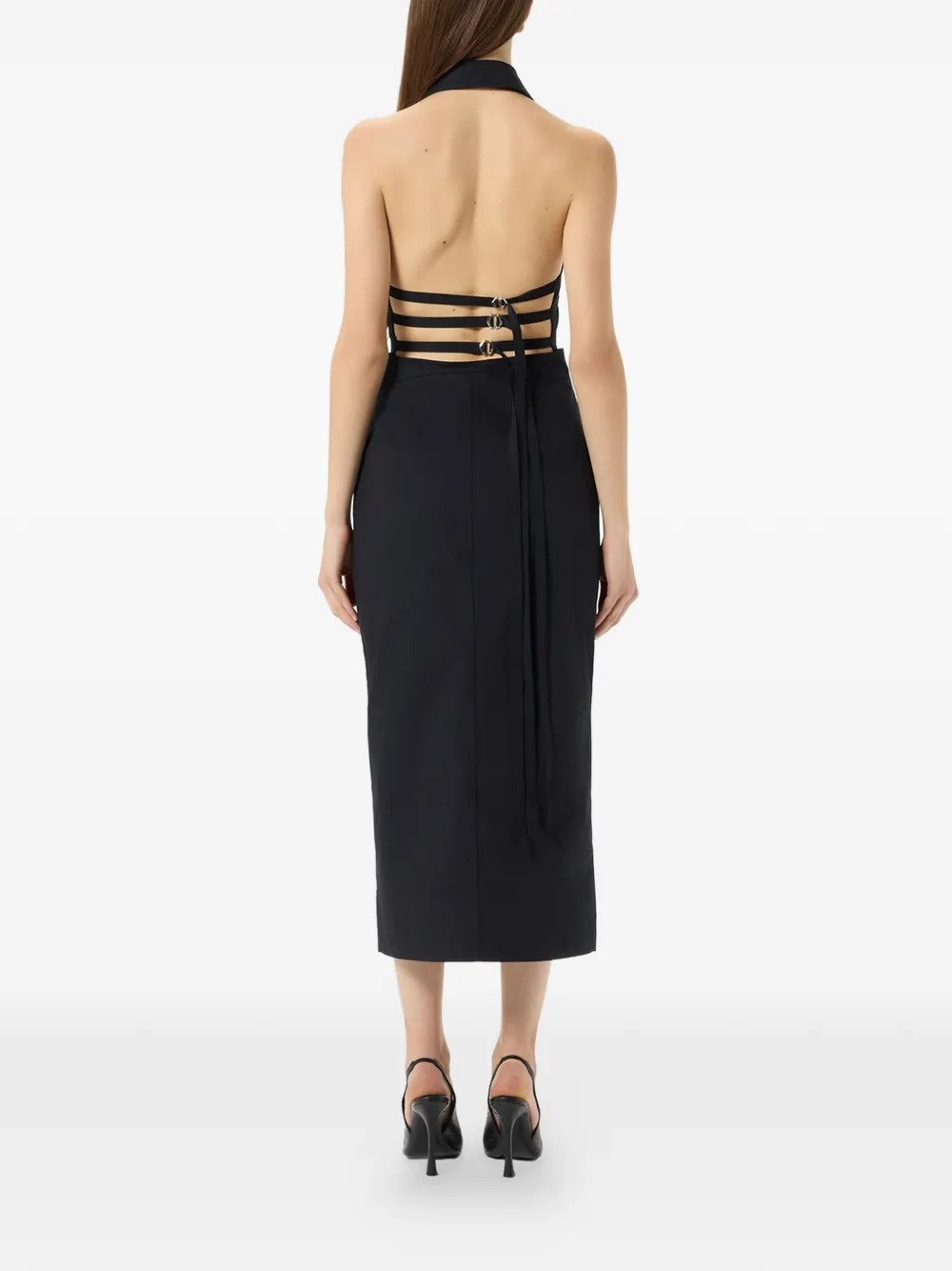 Blumarine Plissé midi-jurk met knopen Zwart