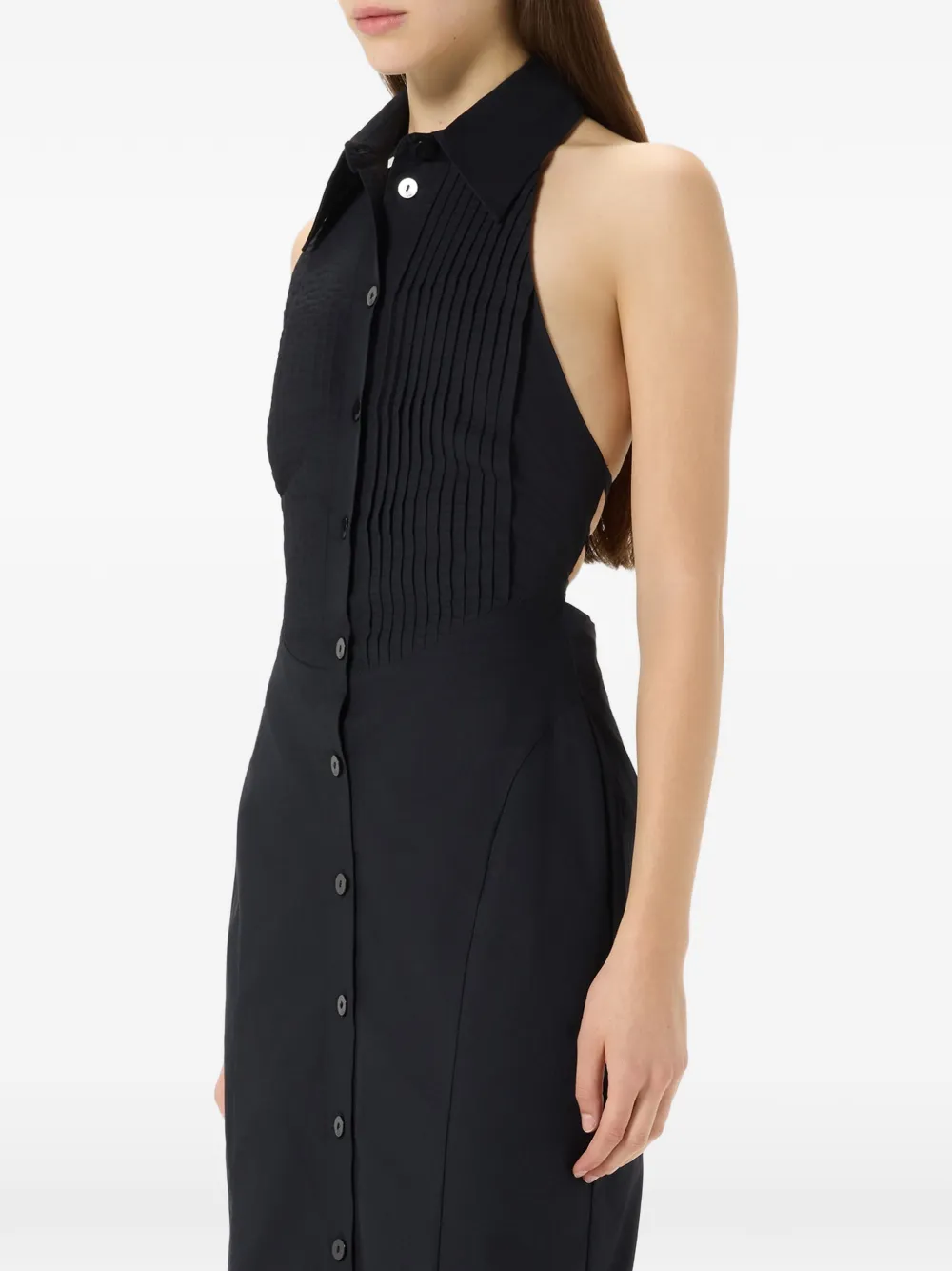 Blumarine Plissé midi-jurk met knopen Zwart