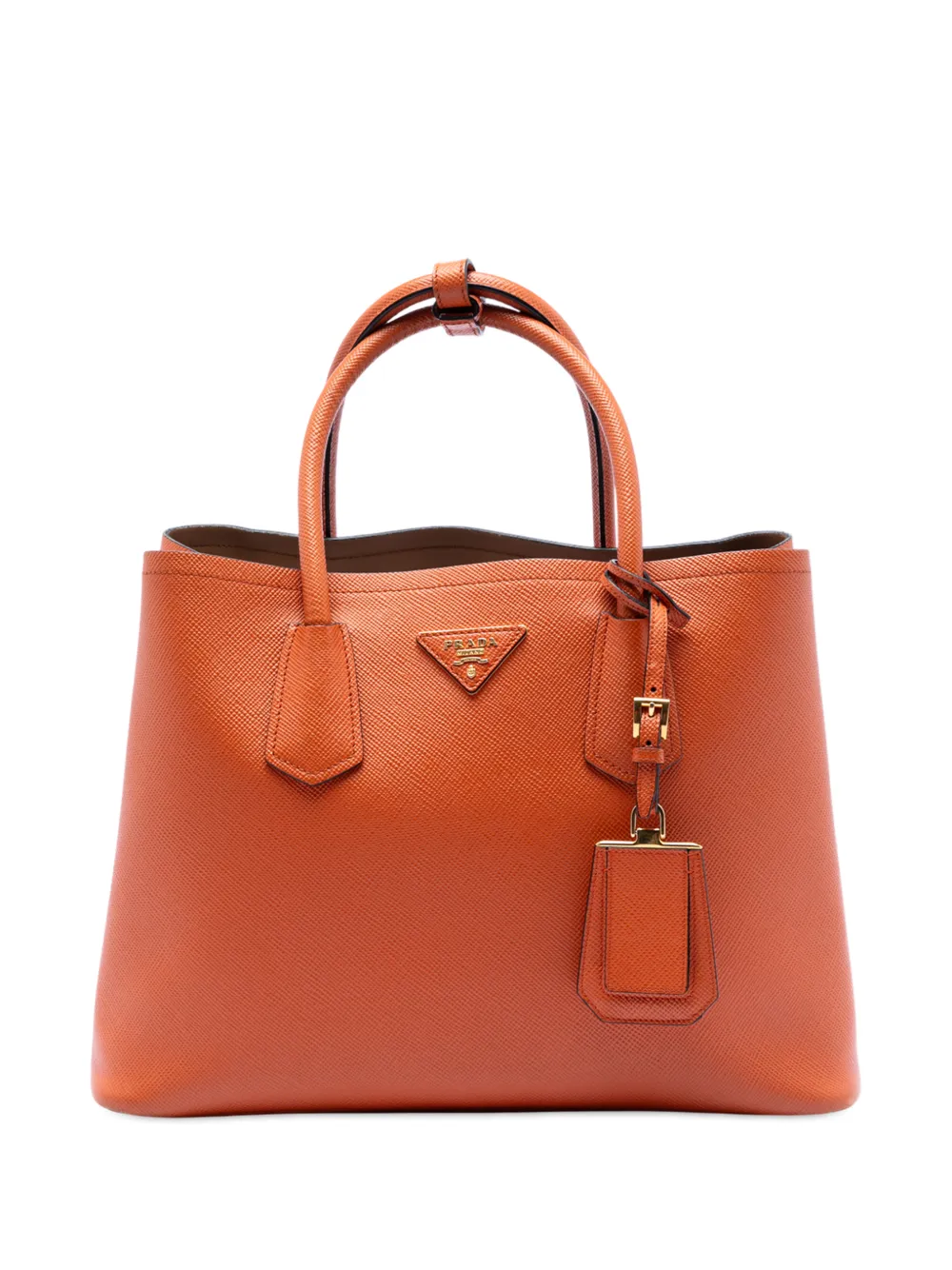 Prada Pre-Owned 2010-2025 Medium Saffiano Cuir Double satchel - Arancione