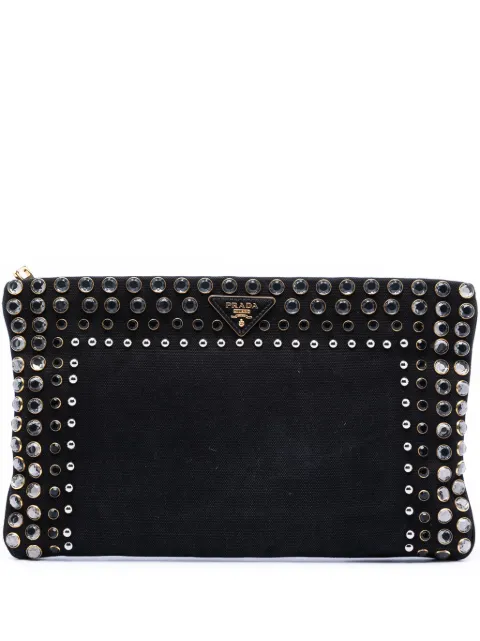 Prada Pre-Owned 2000-2013 Canapa Canvas-Clutch mit Nieten