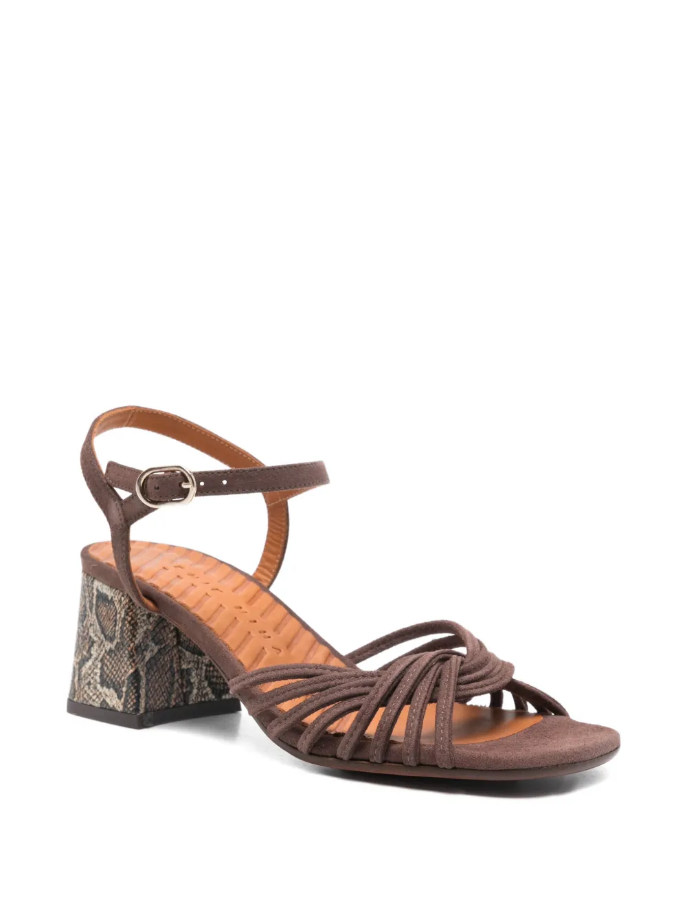 Chie Mihara Leske snakeskin-print-heel sandals Bruin