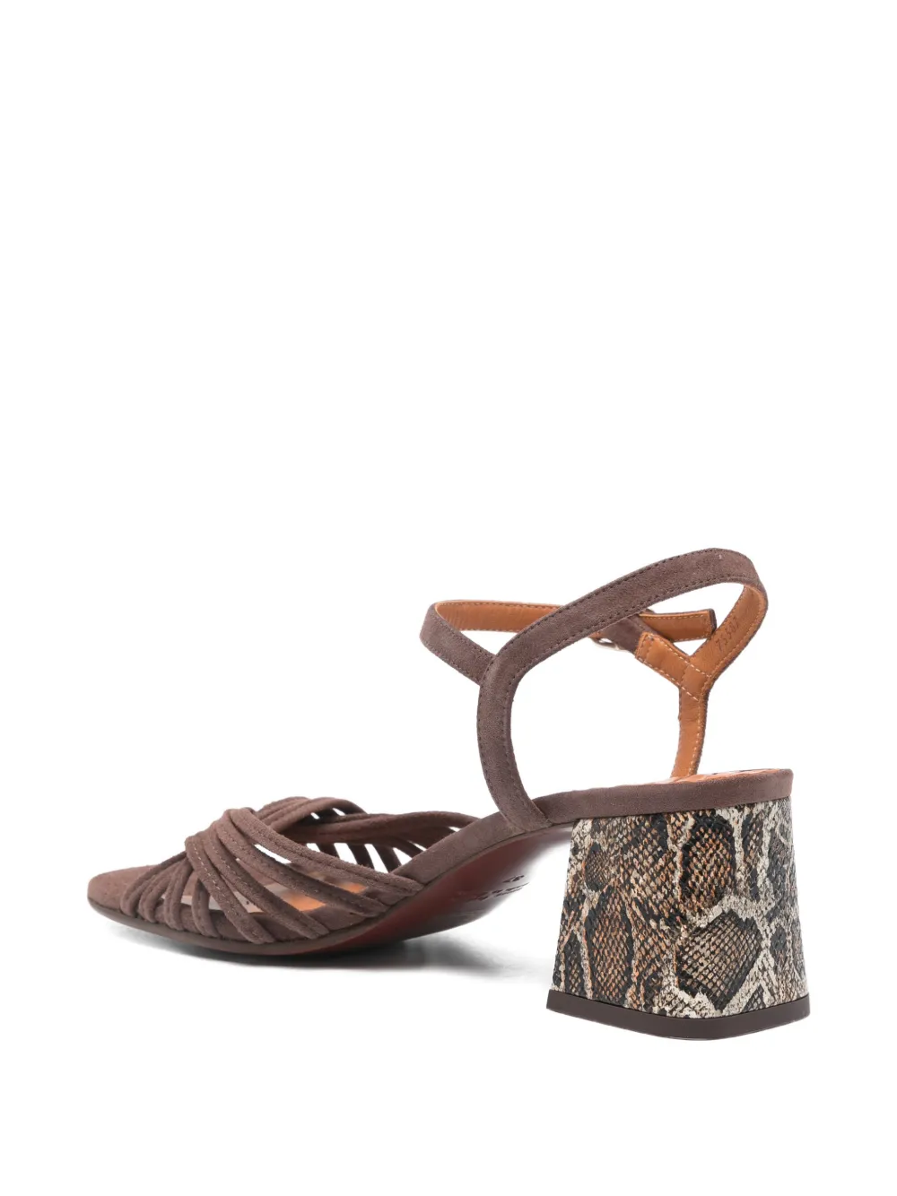Chie Mihara Leske snakeskin-print-heel sandals Bruin