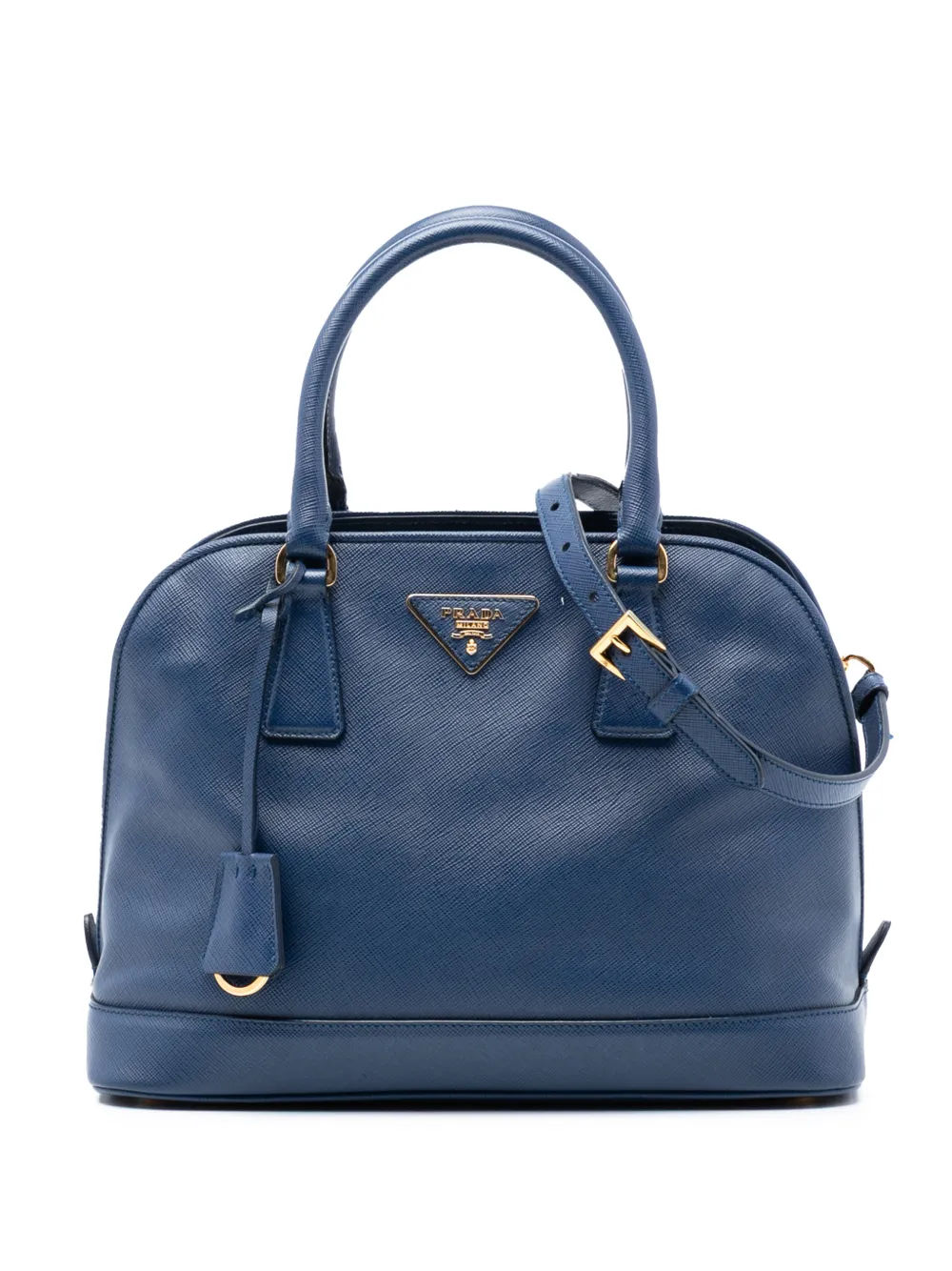 Prada Pre-Owned 2010-2026 Medium Saffiano Lux Frame Promenade satchel - Blu
