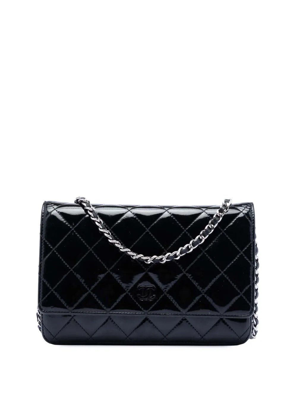 CHANEL Pre-Owned 2012-2013 CC Quilted Patent Wallet On Chain crossbody bag - Nero