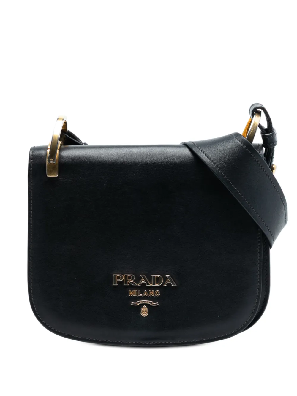 Prada Pre-Owned 2010-2025 City Calf Pionniere Saddle Bag crossbody bag - Nero