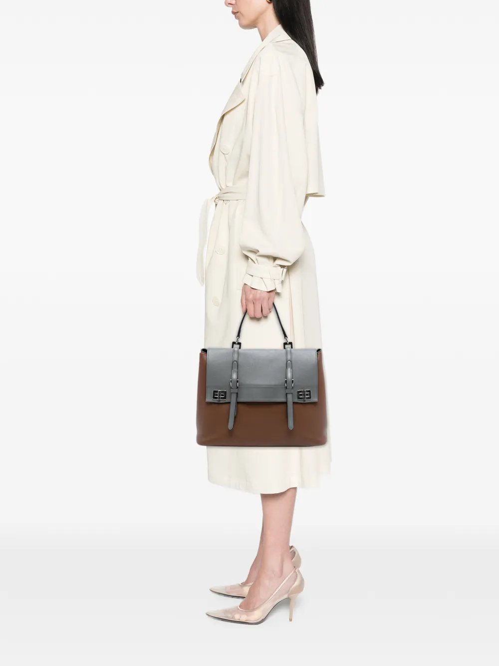 2010-2025 Large Bicolor City Calf Double Flap Satchel