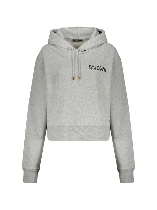 Balmain Logo Hoodie in Grey