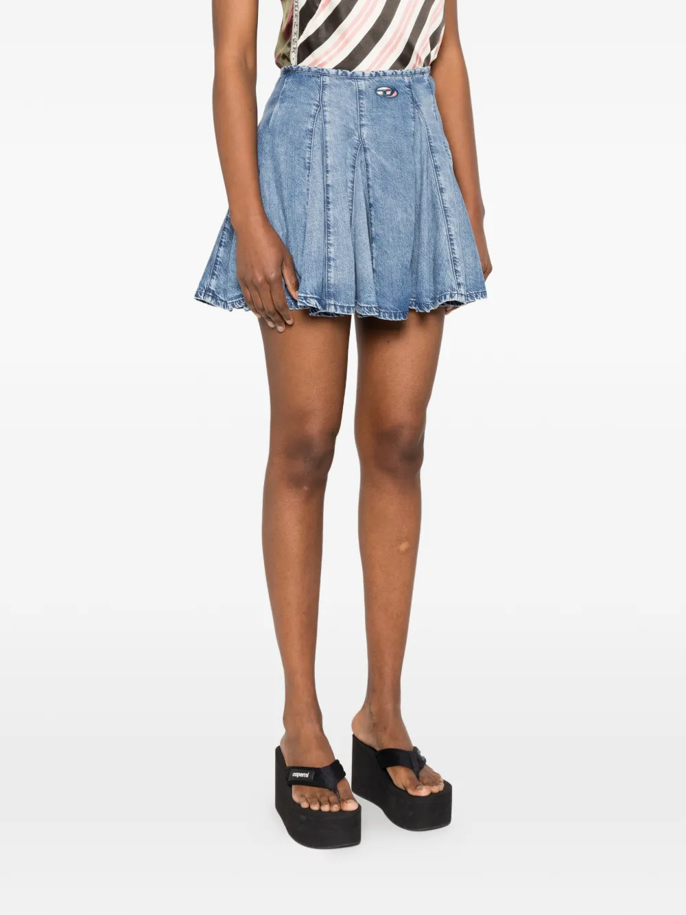  Diesel Logo-patch Pleated Mini Skirt - Blue 