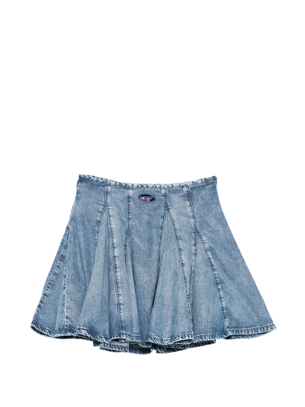 Diesel logo-patch pleated mini skirt - Blu