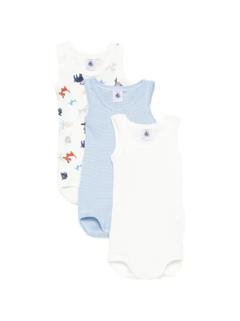 Petit Bateau graphic-print bodies (set of three)