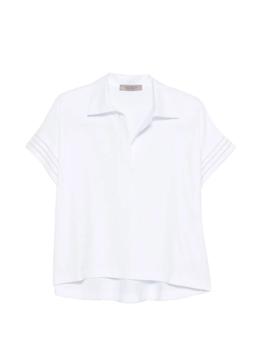 D.Exterior Top con polsini a contrasto - Bianco